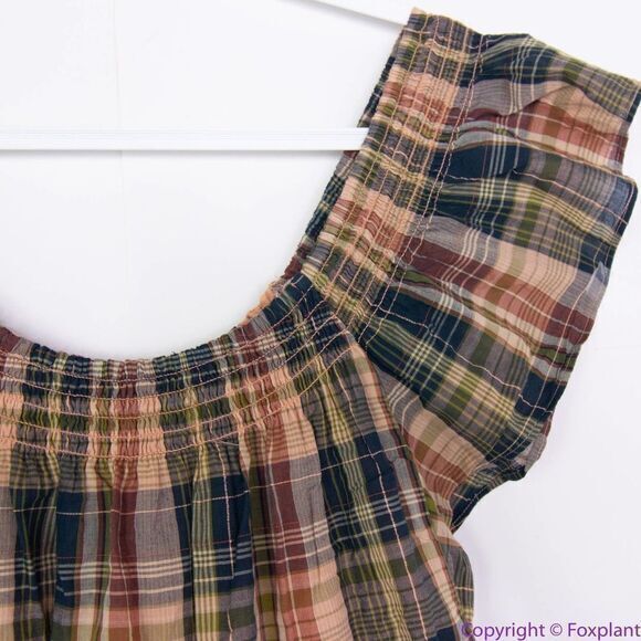 NEW Madewell Flutter-Sleeve Tiered‎ Midi Dress in Plaid, M - Picture 10 of 16